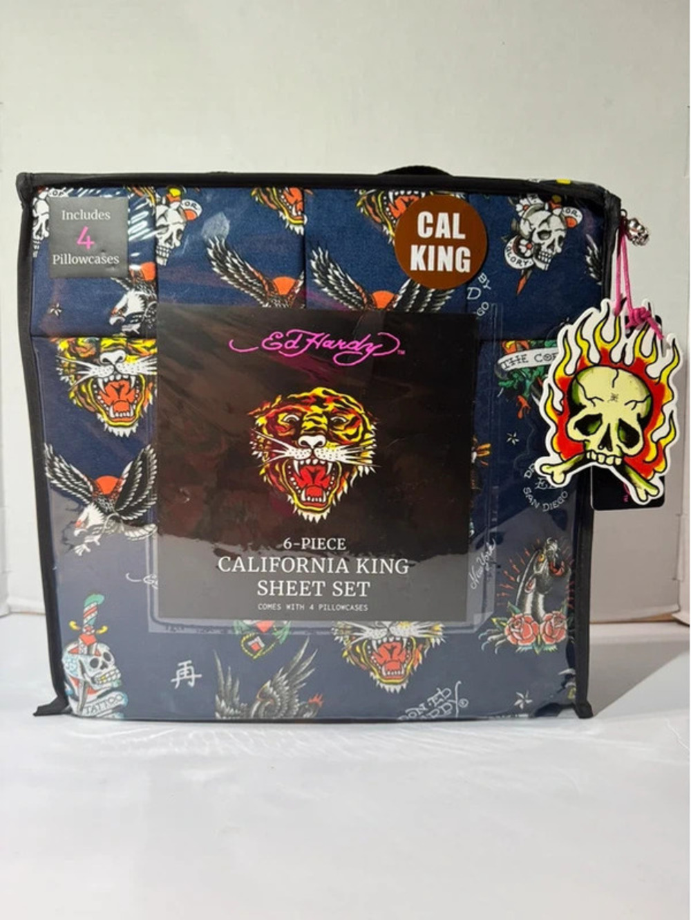 Ed Hardy Cal King Navy Blue 6pc Sheet Set NWT
